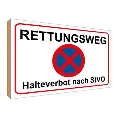 Holzschild 30x40 cm - Rettungsweg Halteverbot nach StVO
