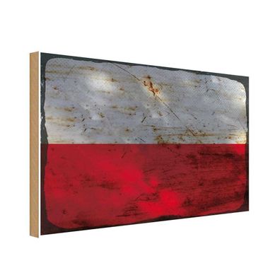 vianmo Holzschild Holzbild 18x12 cm Polen Fahne Flagge