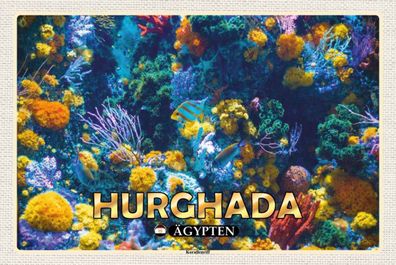Holzschild 20x30 cm - Hurghada Ägypten Korallenriff Fische