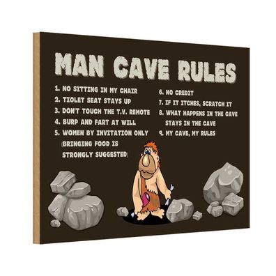 vianmo Holzschild 18x12 cm Männer Frauen man cave rules Männer Regeln