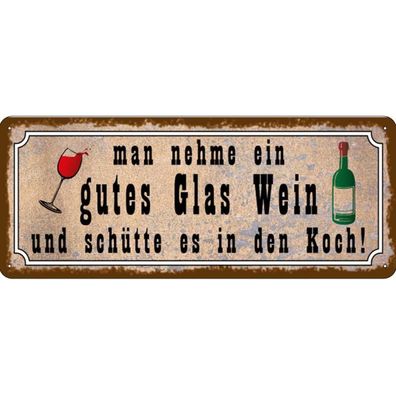 vianmo Blechschild 27x10 cm gewölbt Essen Trinken man nehme ein gutes Glas Wein