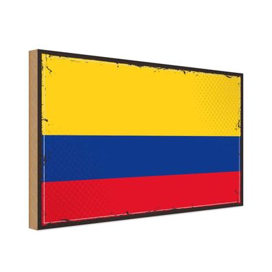 vianmo Holzschild Holzbild 30x40 cm Kolumbien Fahne Flagge