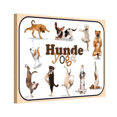 vianmo Holzschild 20x30 cm Tier Katze Hunde Yoga Wanddeko