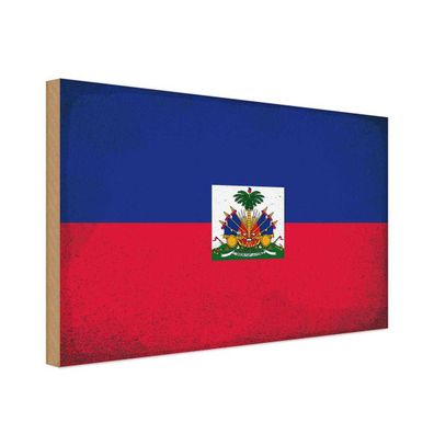 vianmo Holzschild Holzbild 30x40 cm Haiti Fahne Flagge