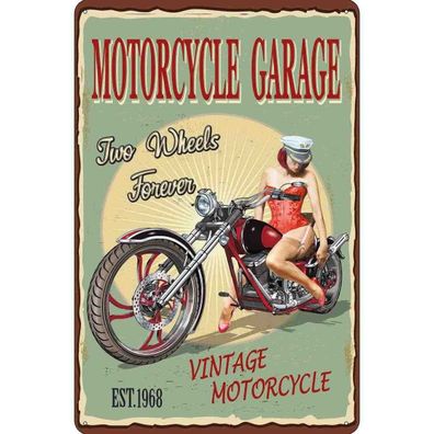 vianmo Blechschild 30x40 cm gewölbt Garage Werkstatt Motorcycle Garage