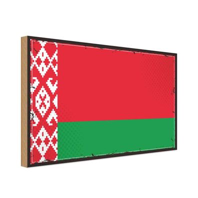 vianmo Holzschild Holzbild 30x40 cm Weißrussland Fahne Flagge