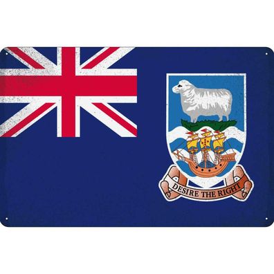 vianmo Blechschild Wandschild 30x40 cm Falklandinseln Island Fahne Flagge