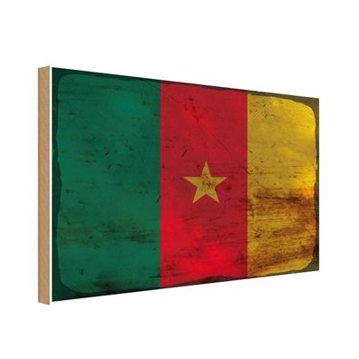 vianmo Holzschild Holzbild 30x40 cm Kamerun Fahne Flagge