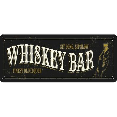 vianmo Blechschild 27x10 cm gewölbt Essen Trinken Whiskey Bar sit long sip slow