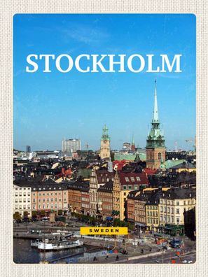 Holzschild 30x40 cm - Stockholm Schweden Altstadt Reise
