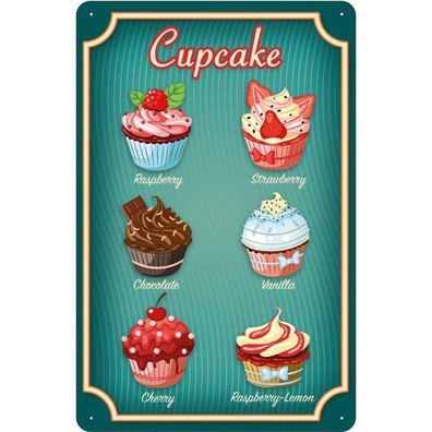 Blechschild 18x12 cm - Essen Cupcake Raspberry Chocolate