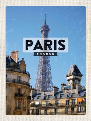 Holzschild 30x40 cm - Paris Frankreich Eiffelturm Stadt