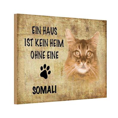 vianmo Holzschild 20x30 cm Tier Somali Katze ohne kein Heim