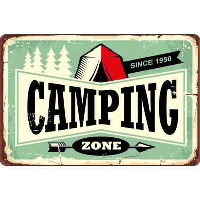Blechschild 30x40 cm - Camping Zone Outdoor Abenteuer