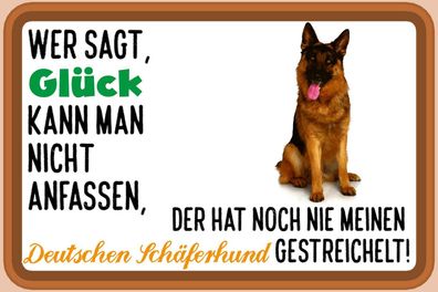 Holzschild 20x30 cm - Glück Deutscher Schäferhund Hund