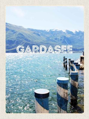 Holzschild 30x40 cm - Gardasee Italien See Gebirge Reise