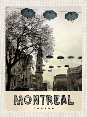 Holzschild 30x40 cm - Montreal Kanada Europa Regenschirm