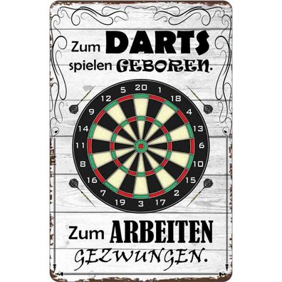 vianmo Blechschild 20x30 cm gewölbt Sport Hobby zum Darts spielen geboren