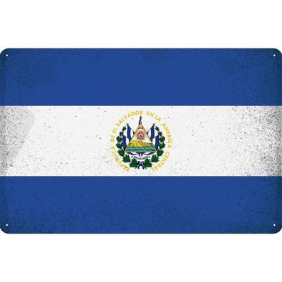 vianmo Blechschild Wandschild 30x40 cm El Salvador Fahne Flagge