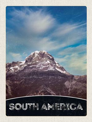 Holzschild 30x40 cm - Süd Amerika Gebirge Natur Schnee