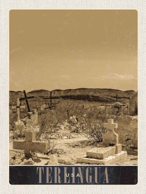 Blechschild 30x40 cm - Therlingua USA Amerika Grabstein Wüste