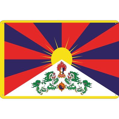vianmo Blechschild Wandschild 30x40 cm Tibet Fahne Flagge
