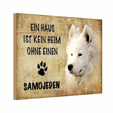 vianmo Holzschild 18x12 cm Tier Samojeden Hund ohne kein Heim