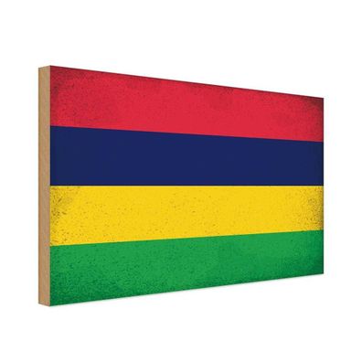 vianmo Holzschild Holzbild 20x30 cm Mauritiu Fahne Flagge