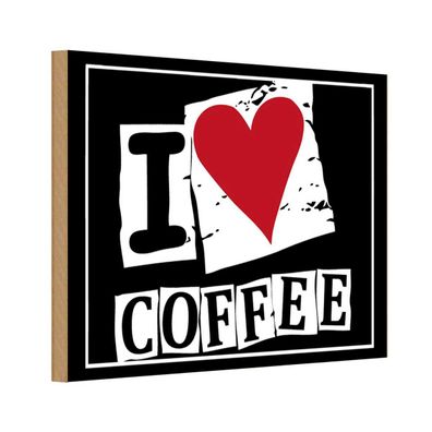 vianmo Holzschild 20x30 cm Essen Trinken Kaffee I love Coffee (Herz)