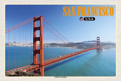 Holzschild 20x30 cm - San Francisco Usa Golden Gate Bridge