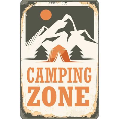 vianmo Blechschild 30x40 cm gewölbt Outdoor Camping Camping Zone Outdoor