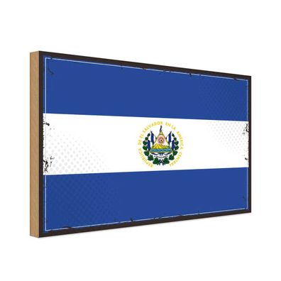 vianmo Holzschild Holzbild 18x12 cm El Salvador Fahne Flagge