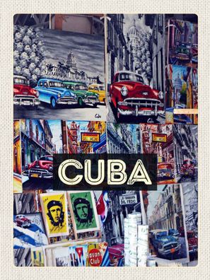 Holzschild 30x40 cm - Cuba Karibik Freiheit Stadt Gemälde