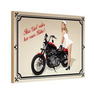 Holzschild 20x30 cm - Motorrad this girl rides her own Bike