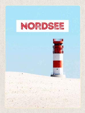 Holzschild 30x40 cm - Nordsee Deutschland Meer Leuchtturm