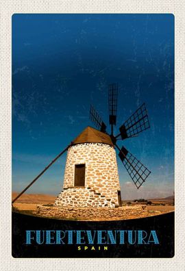 Blechschild 20x30 cm - Fuerteventura Spanien Windrad