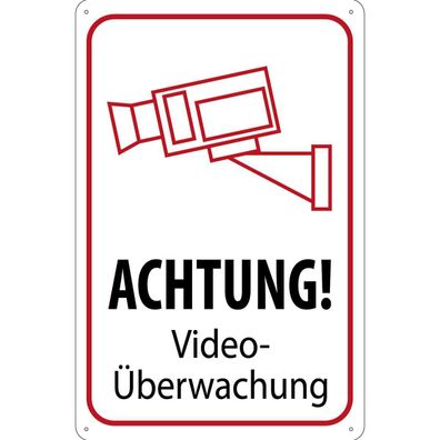 Blechschild 30x40 cm - Achtung Videoüberwachung Metal