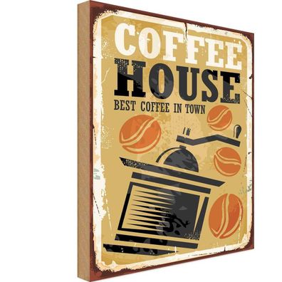 Holzschild 20x30 cm - Vintage Kaffee Coffee best in town