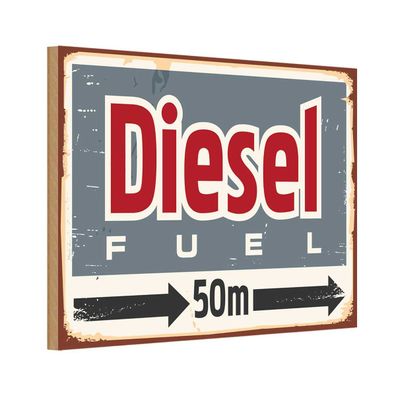 vianmo Holzschild 20x30 cm Straßenschild Diesel fuel 50 m
