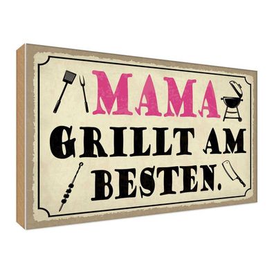 vianmo Holzschild 30x40 cm Männer Frauen Mama grillt am besten