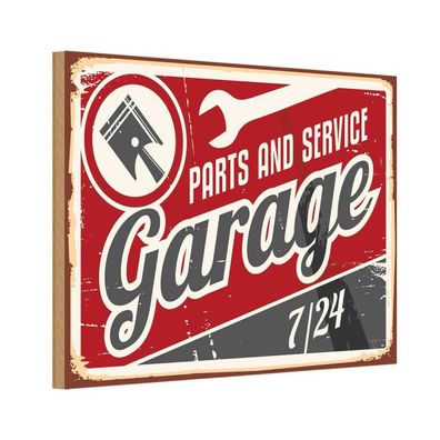 Holzschild 20x30 cm - Garage parts service Auto Teile
