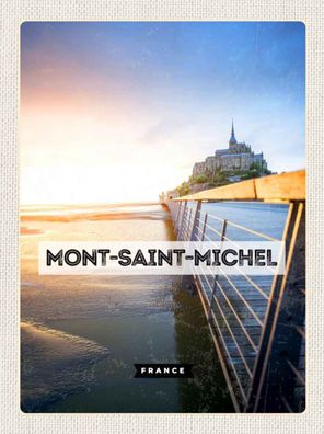 Holzschild 20x30 cm - Mont-saint-Michel France Meer