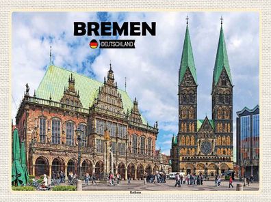 vianmo Holzschild 30x40 cm Stadt Bremen Deutschland Rathaus