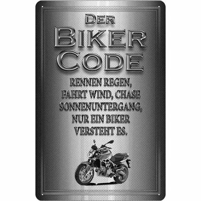 Blechschild 18x12 cm - Motorrad Biker Code rennen regen wind