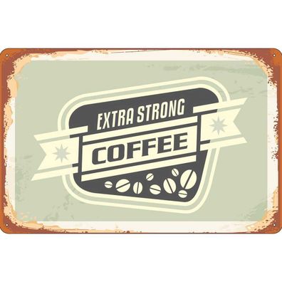 vianmo Blechschild 30x40 cm gewölbt Essen Trinken extra strong Coffee