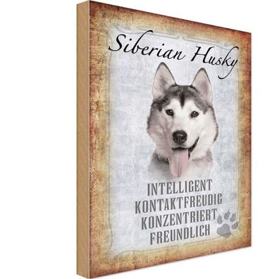 vianmo Holzschild 20x30 cm Tier Siberian Husky Hund Geschenk