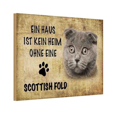 vianmo Holzschild 20x30 cm Tier Scottish Fold Katze
