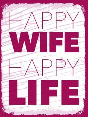 vianmo Holzschild 30x40 cm Männer Frauen Frau Happy wife happy Life