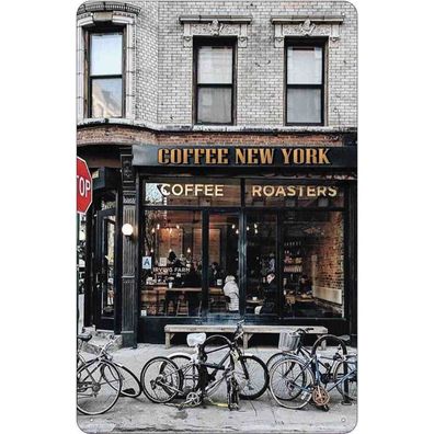 vianmo Blechschild 20x30 cm gewölbt Essen Trinken Coffee new York Kaffee