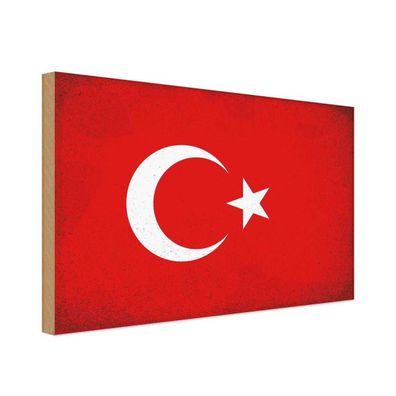 vianmo Holzschild Holzbild 20x30 cm Türkei Fahne Flagge